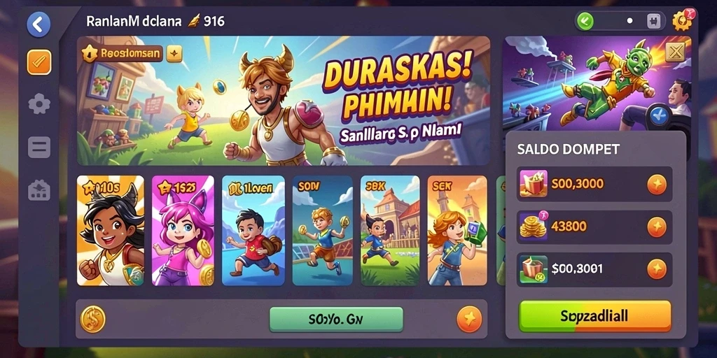 Tampilan menu permainan yang mudah digunakan.